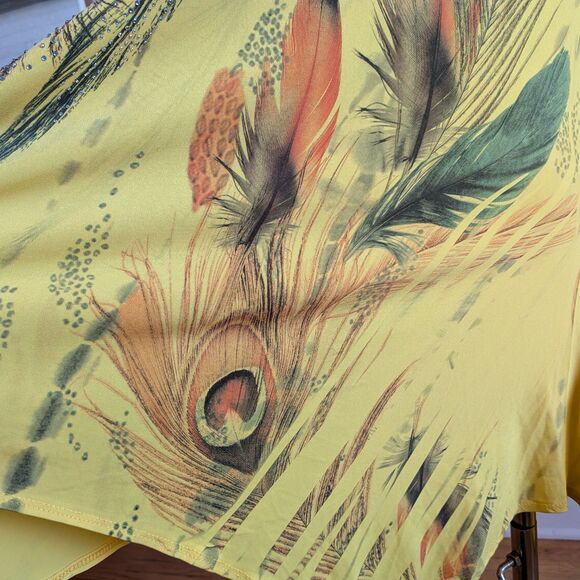 Vintage Y2K Jostar Sleeveless Top Yellow Rhinestone Peacock Feather Size M - Picture 7 of 9
